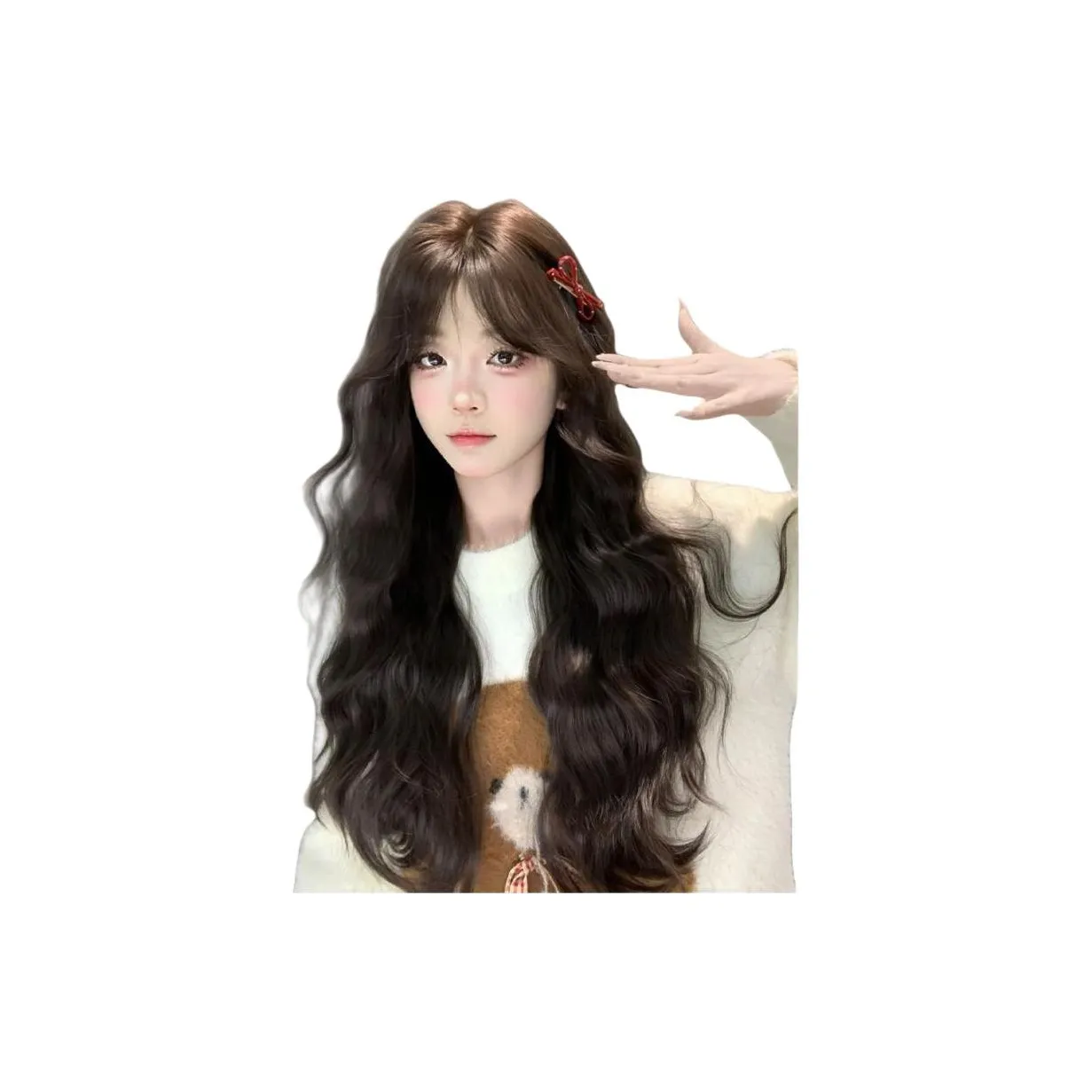 Gentle Welcome Перука Женская Боковая сторона Укладка Длинные Волосы Шерстяной Завиток Средняя Размер Полная Перука для Полной Головы