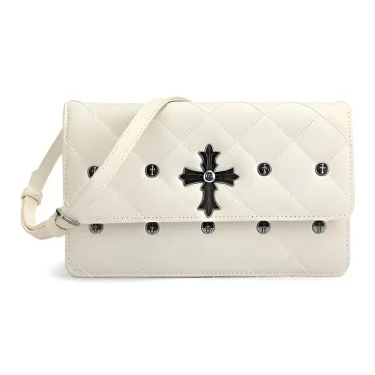 Ed Hardy Classic Series Коровья кожа Одно плечо Подмышечный Звезда Сумка через плечо Обычный Женский Черный/Экрю