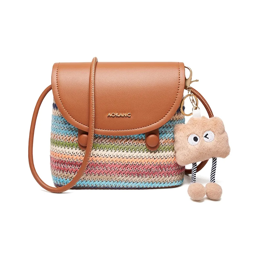 AOKANG Ткань Сумка-ведро Чехол для телефона Подмышечная Сумка через плечо Маленькая Женская Радужная Бежевая Абрикосовая