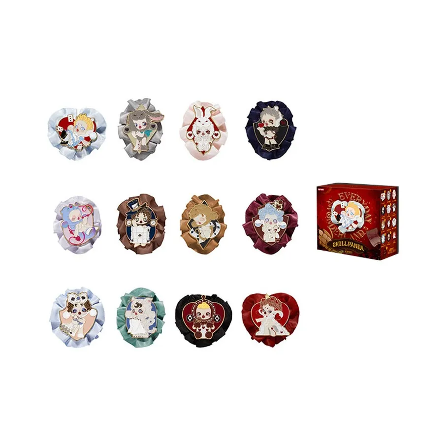 POP MART SKULLPANDA Daily Wonderland Collection Badge Blind Box Products Single Mystery Box/Full Box 12 Pcs
