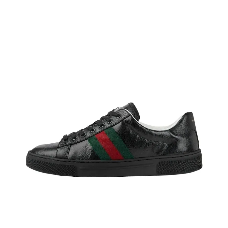 GUCCI Ace Gg Crystal Canvas Black Women's