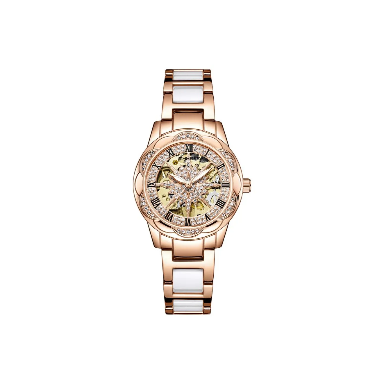 MXXSEE Write Greeting Cards. Automatic Mechanical Movement Ceramic Strap Watch Women's Watch Cut Out Dial