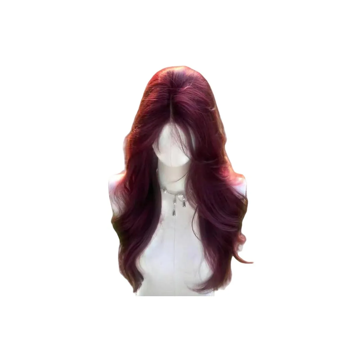 Gentle Welcome Малиново-красная парик длинная прямая с боковой челкой полный комплект с естественным видом и ощущением