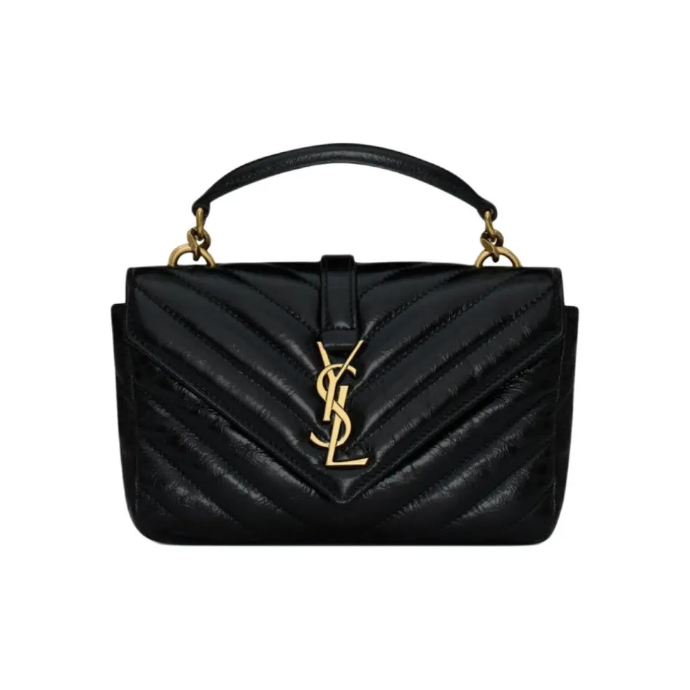 SAINT LAURENT College Cow Leather Shoulder Bag, Crossbody Bag, Handbag Mini Women's Black