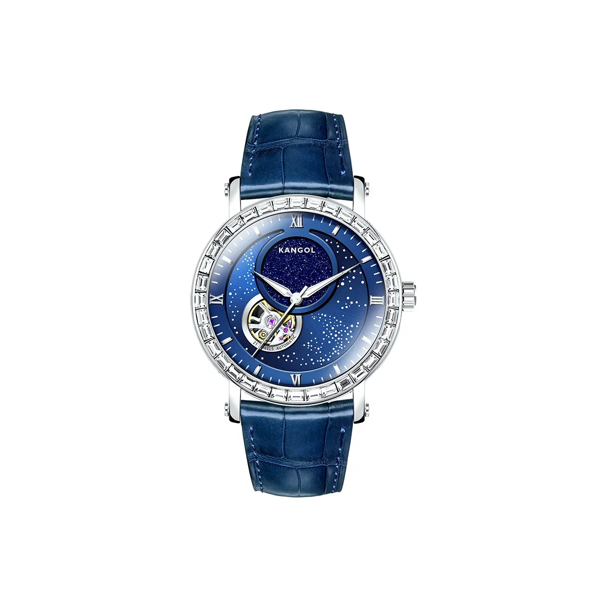 KANGOL Механический механизм Ремешок Ремешок Часы Мужские часы Синий циферблат