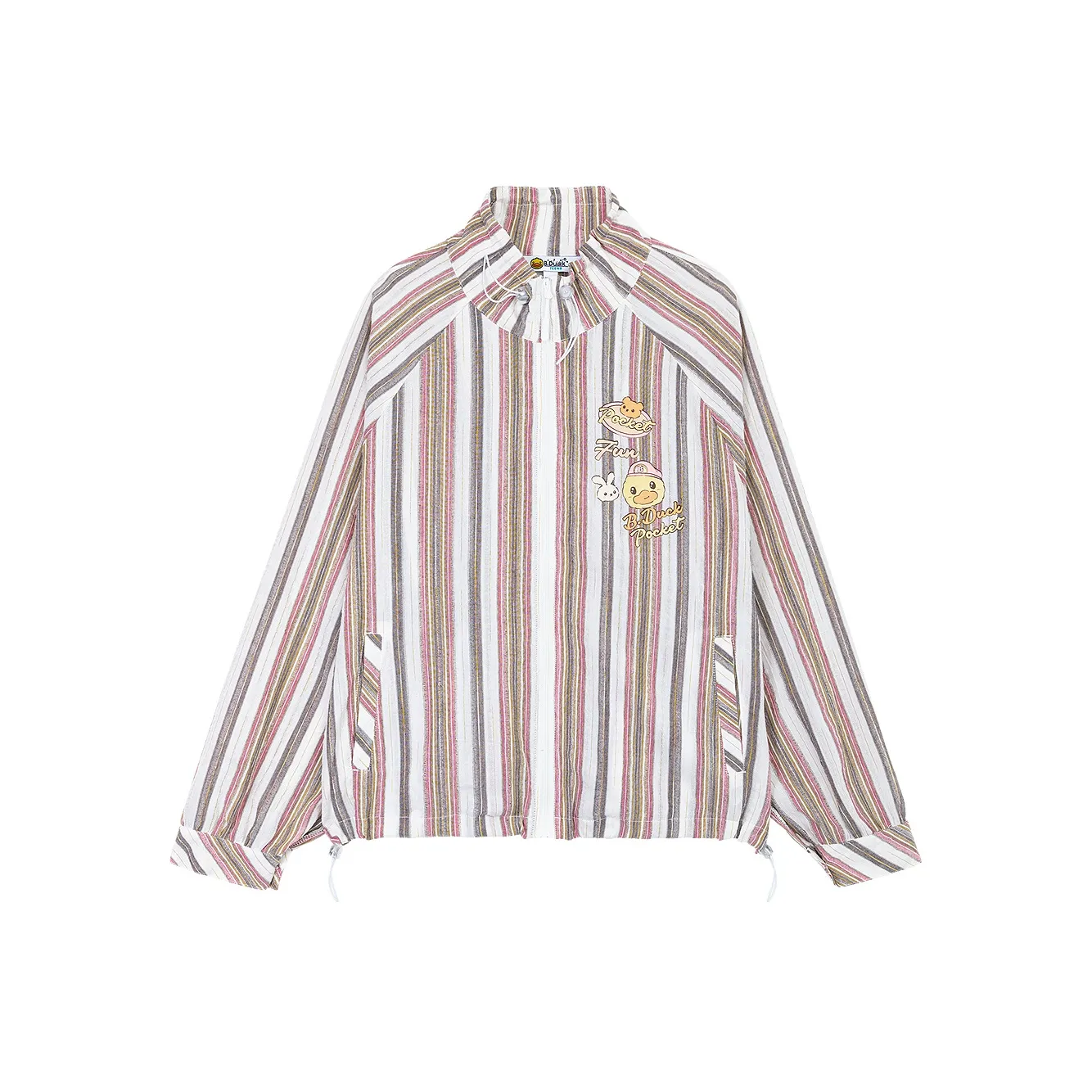 B.Duck Розовый кофе Полосы Женское короткое пальто