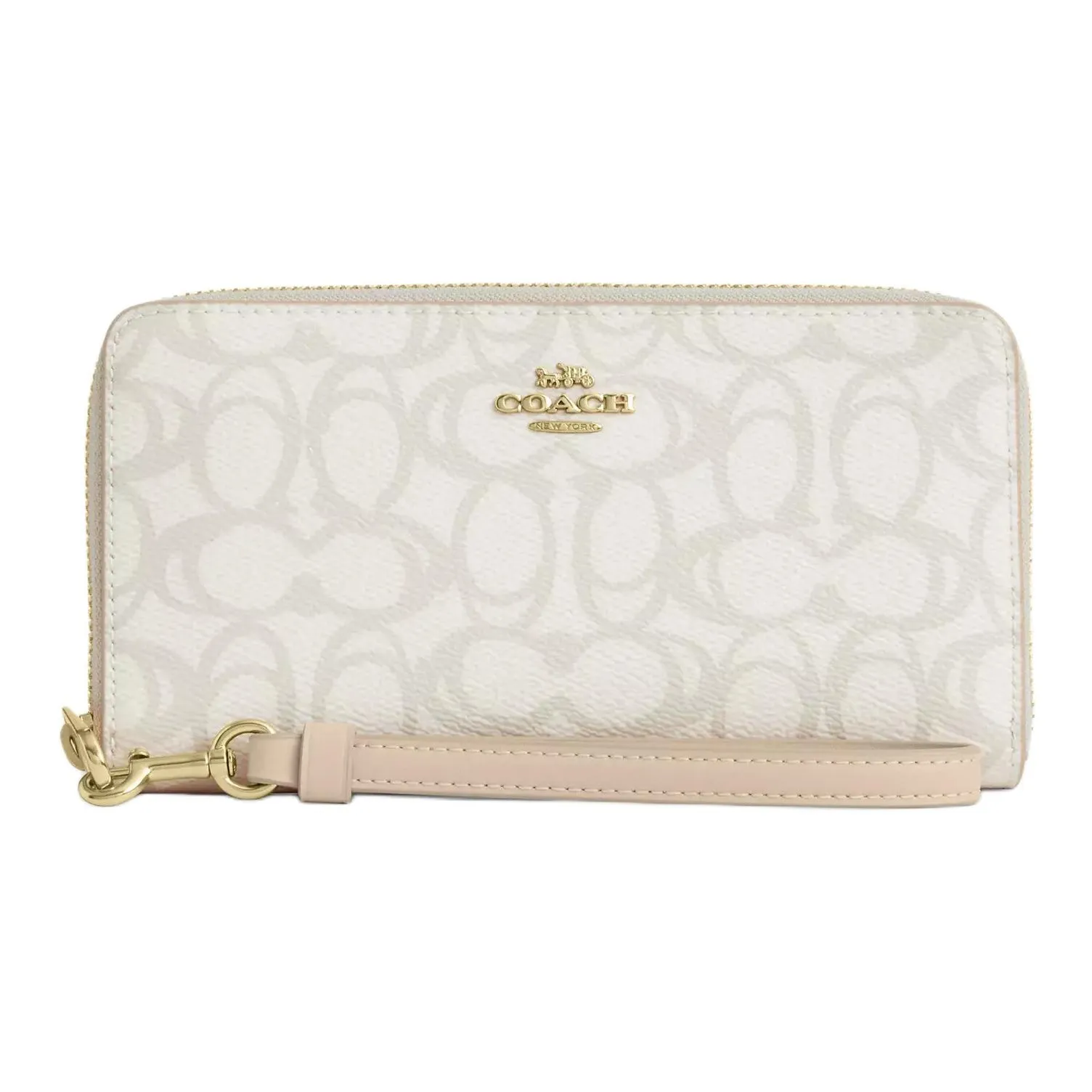 COACH Подпись Покрытый холст Кошелек Женские Бежевый