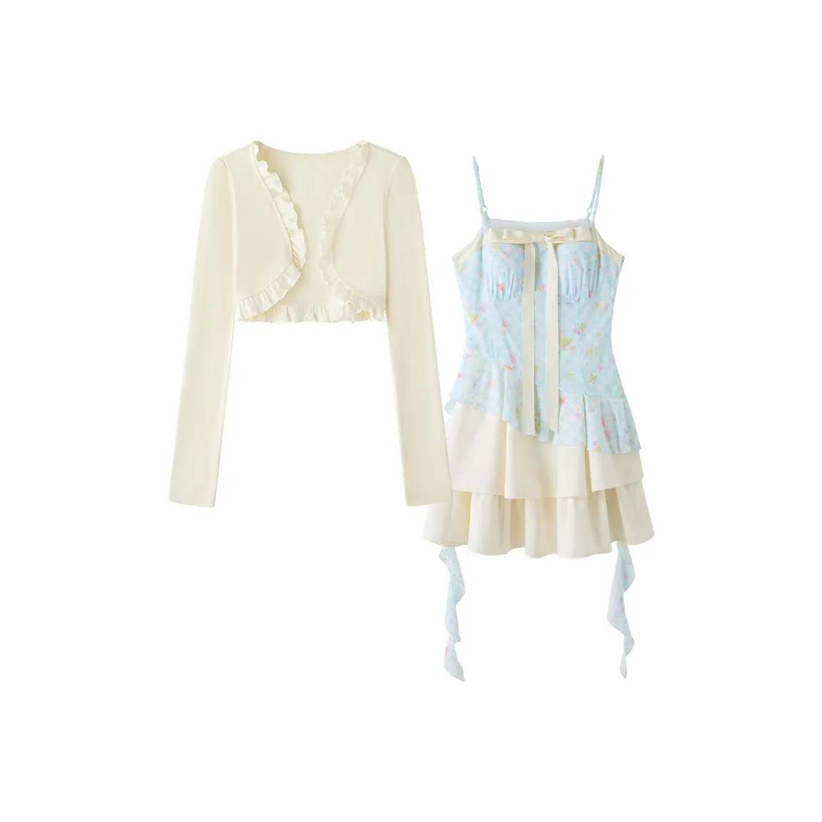 FABRIC PIG Абрикос Кардиган + Платье Женские Комплекты с Юбкой