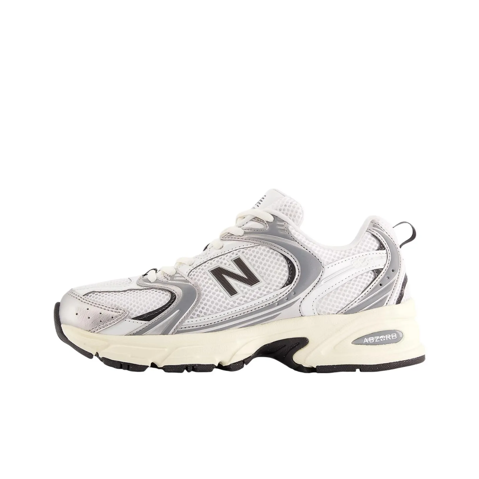 New Balance NB 530 Устойчивый к истиранию низкий топ для тренировок и бега унисекс белый серебряный