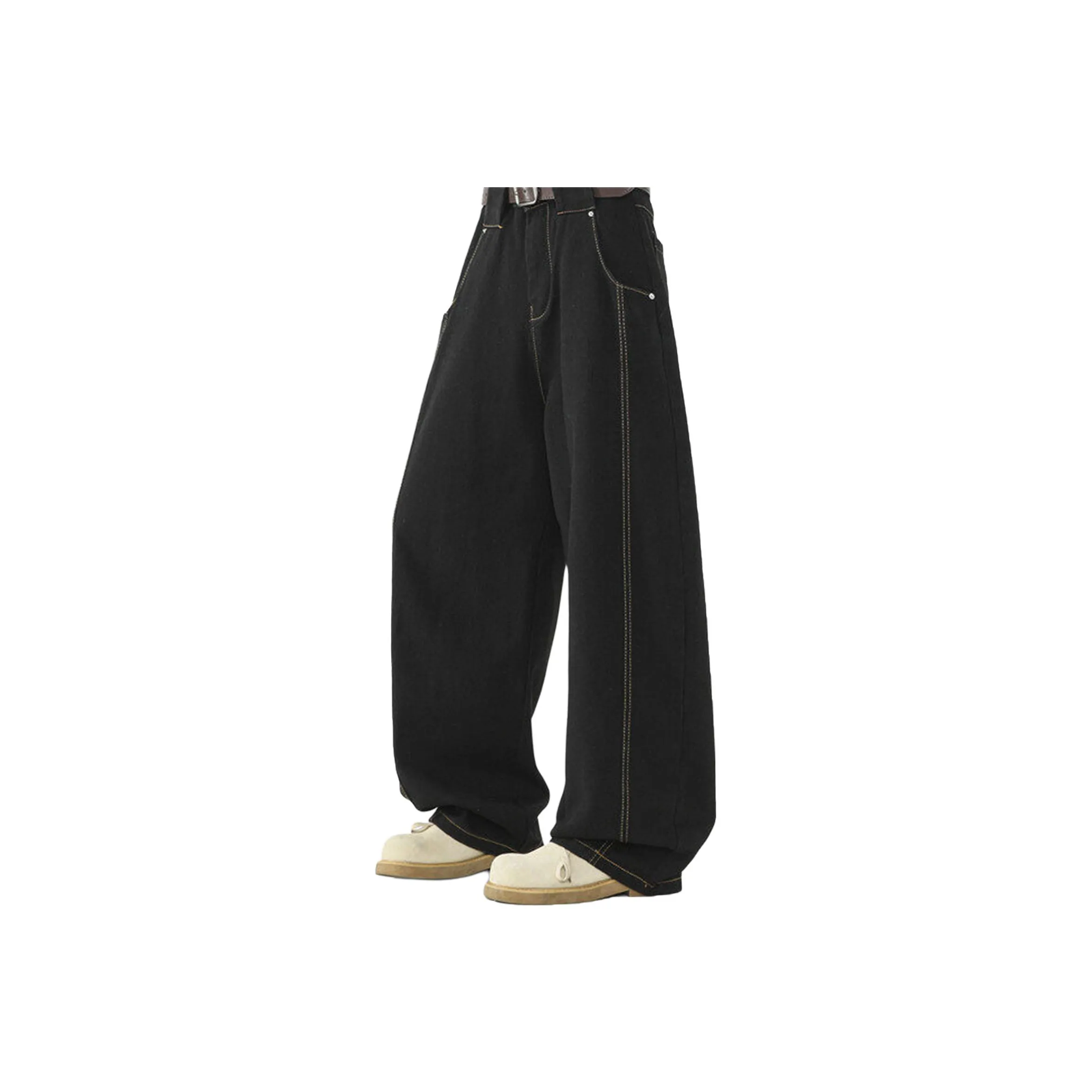 Комбо Черный [Боковая сторона Двойная Нить] Женские Повседневные Брюки