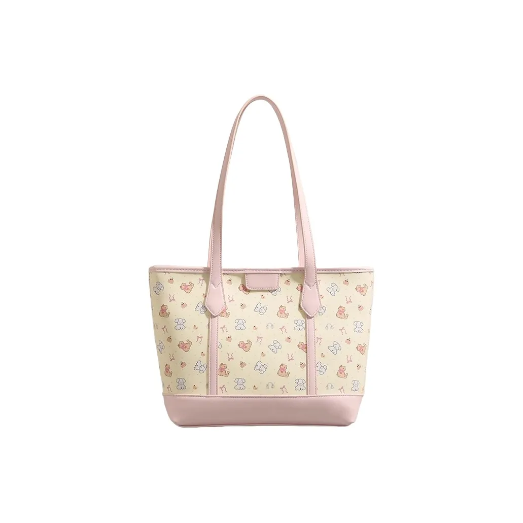 PESASRIE ПУ (полиуретан) Тоут Сумка Сумка для покупок Сумка на плечо Женские Meow Собака Пудра Meow Кошка Пудра