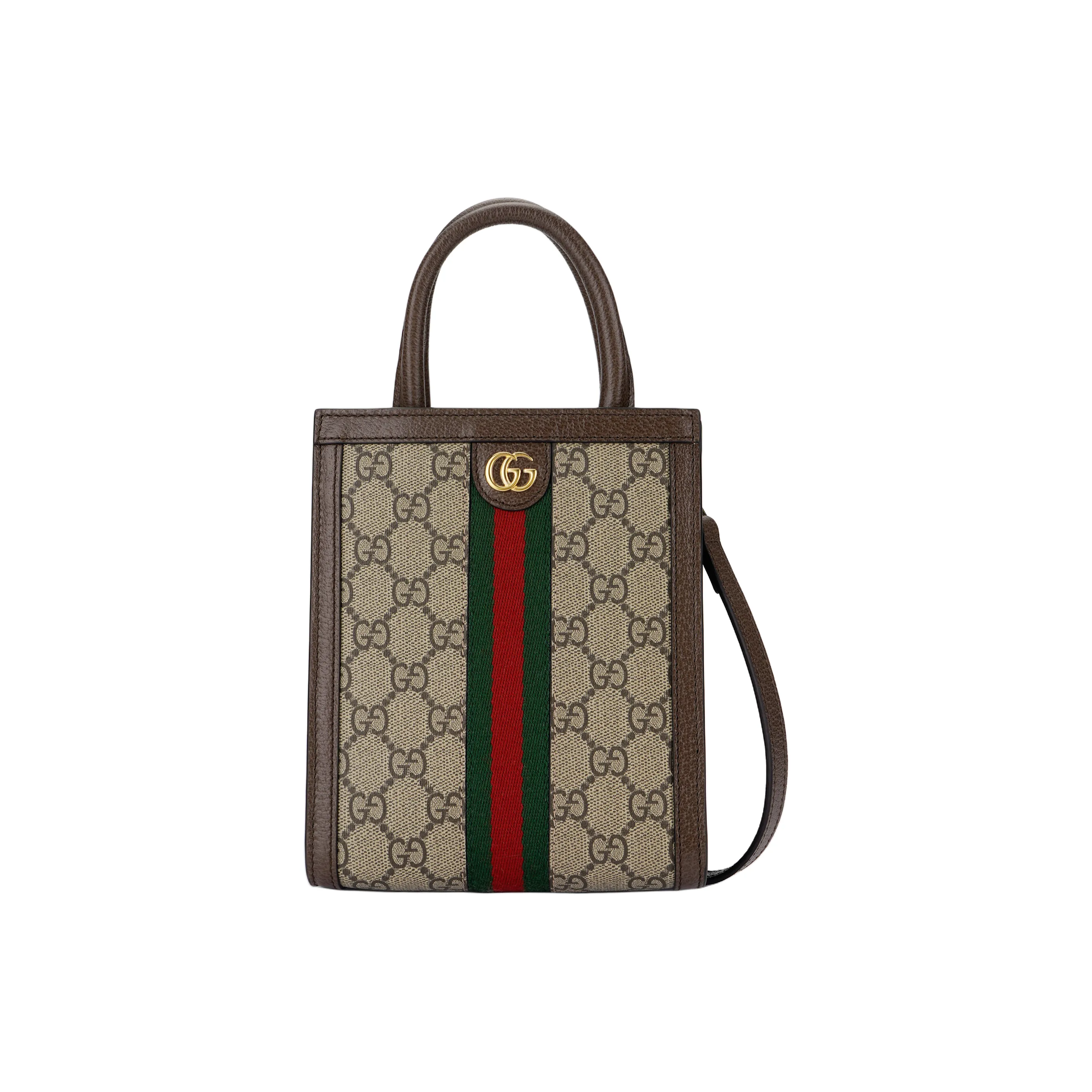 GUCCI Ophidia Canvas With Leather Shoulder Bag Crossbody Bag Handbag Extra Mini Women's Beige & Ebony