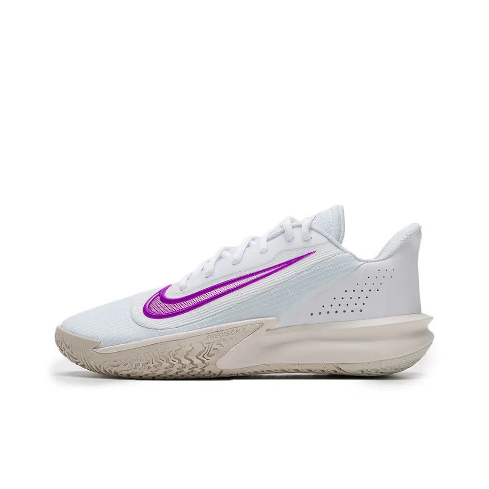 Nike Precision 7 Дышащие Низкие Баскетбольные Кроссовки Мужские Белые Фиолетовые