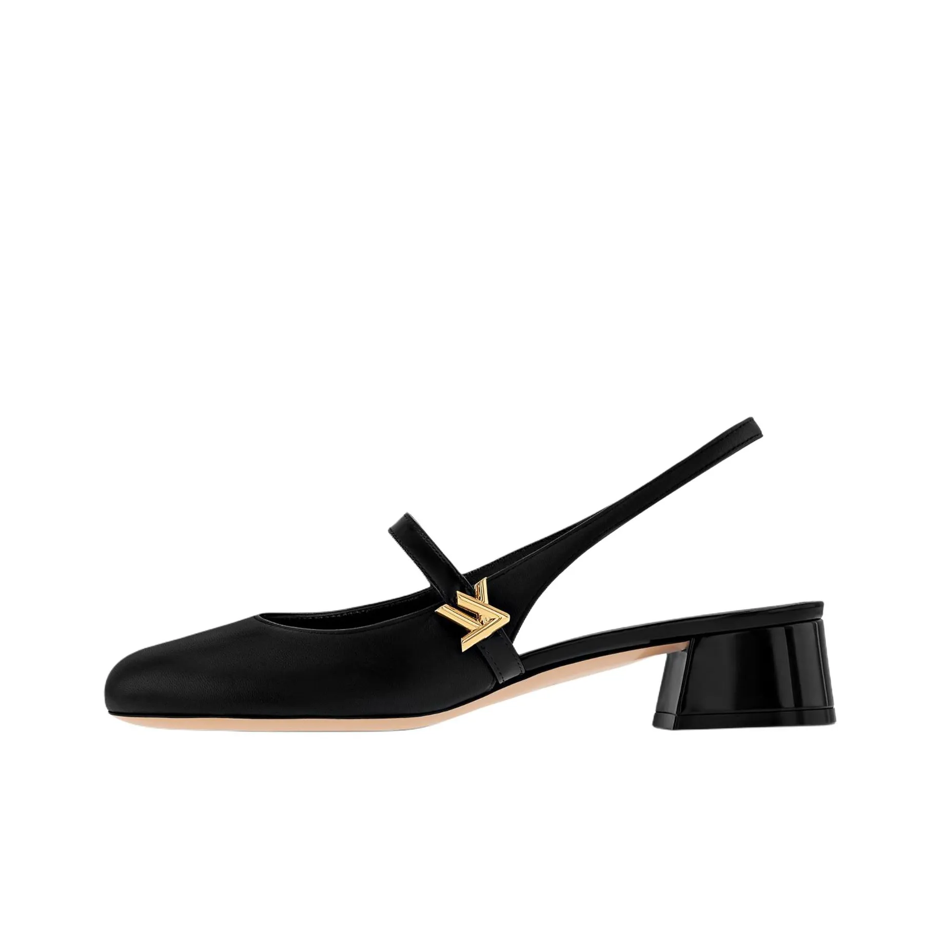 LOUIS VUITTON Romy Chunky Heel High Heels 3.5cm Women's Black