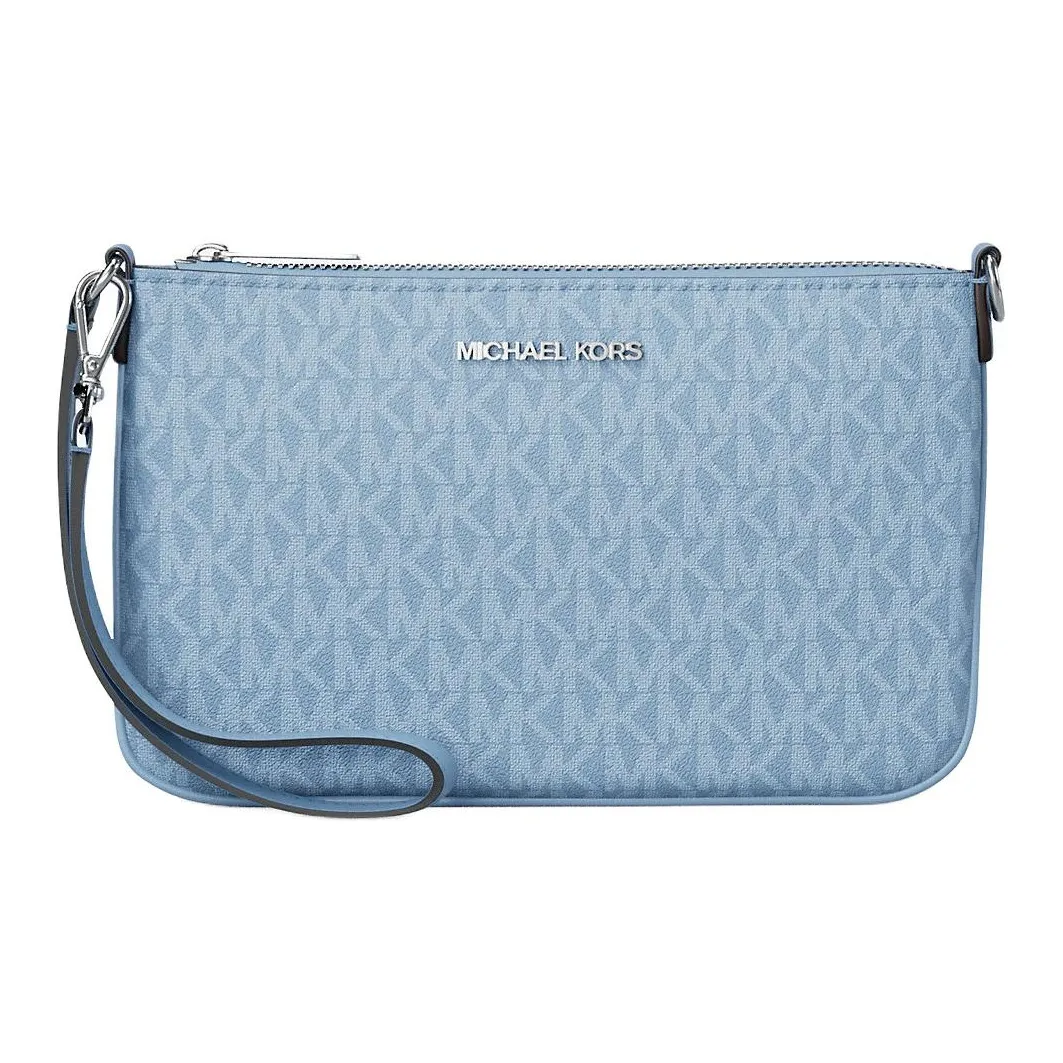 MICHAEL KORS Jet Set Покрытый холст Сумка Клатч Маленький Женский Небесно-голубой