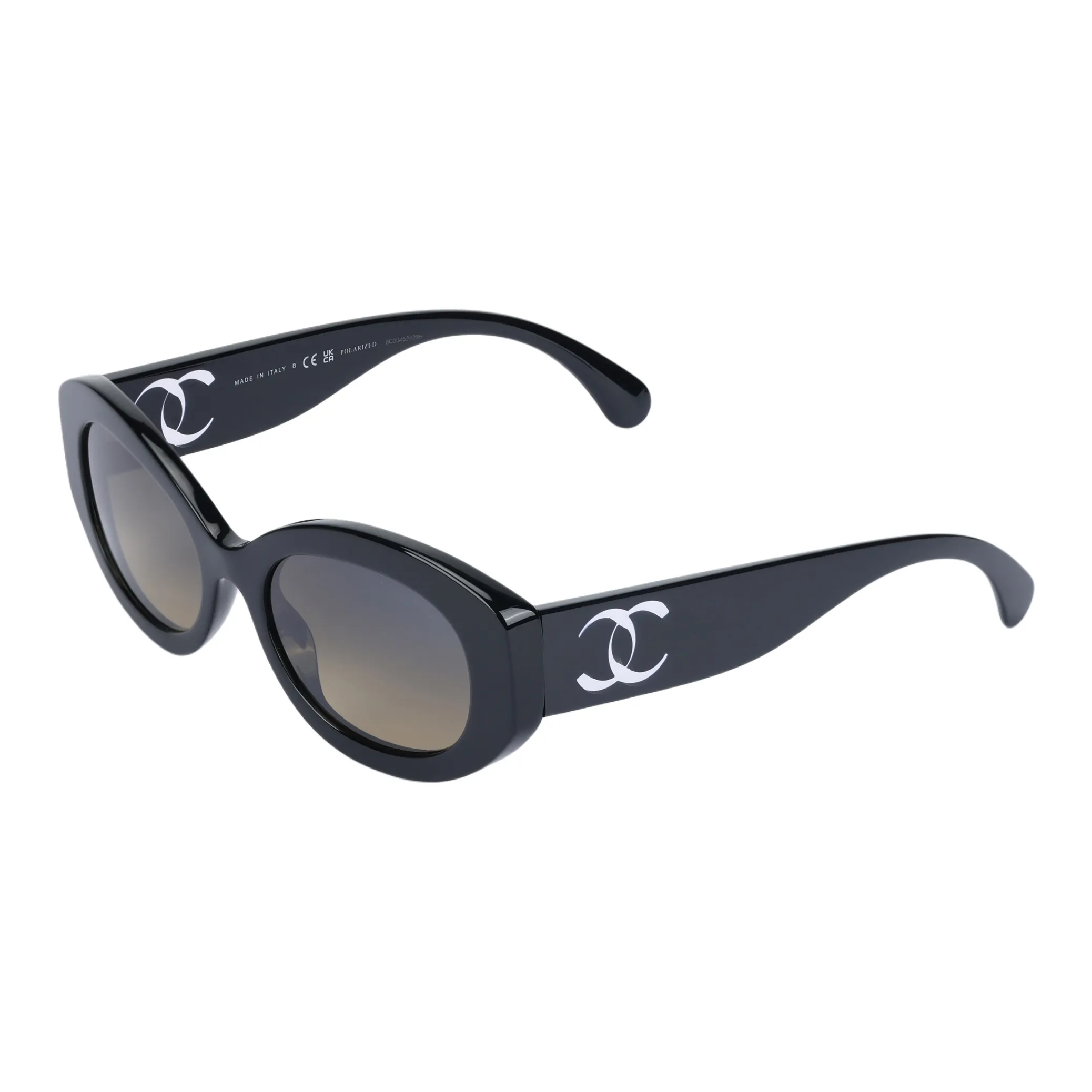 CHANEL Acetate Irregular Shape Sunglasses Unisex Black
