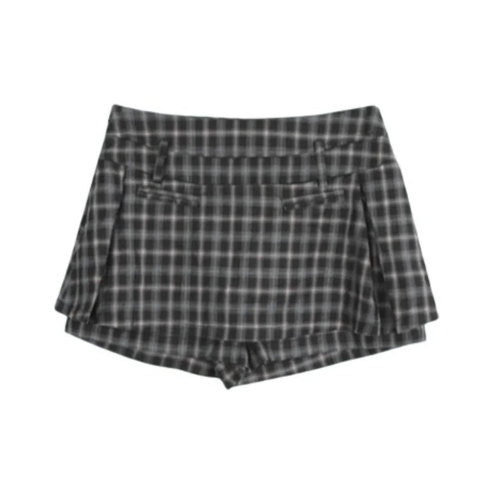 WEEKEND HUB 2024 Весна и Осень Юбка-бодикон Клетчатые Шорты-юбка Юбка A-силуэта Короткая Женская