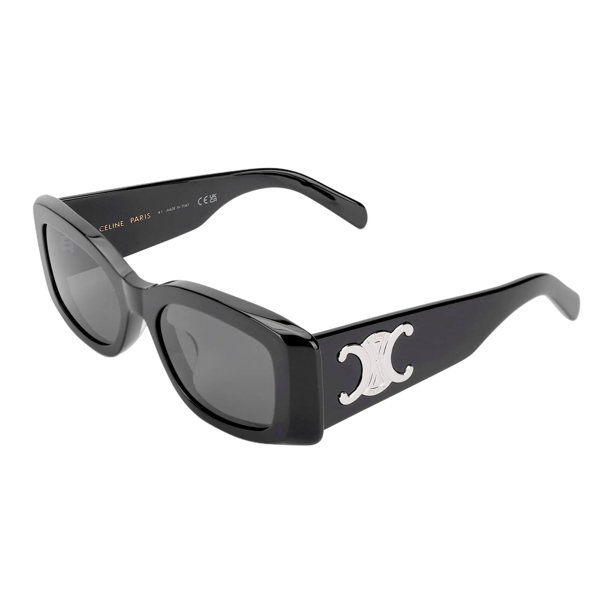 CELINE Women's Logo Acetate Rectangular Sunglasses Black