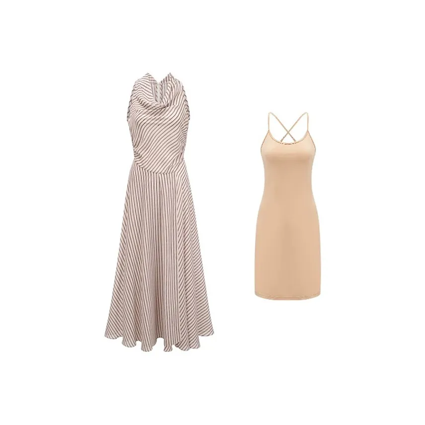 COVT Асимметричный вырез Юбка + Однотонное платье-комбинация Женские комплекты с юбкой