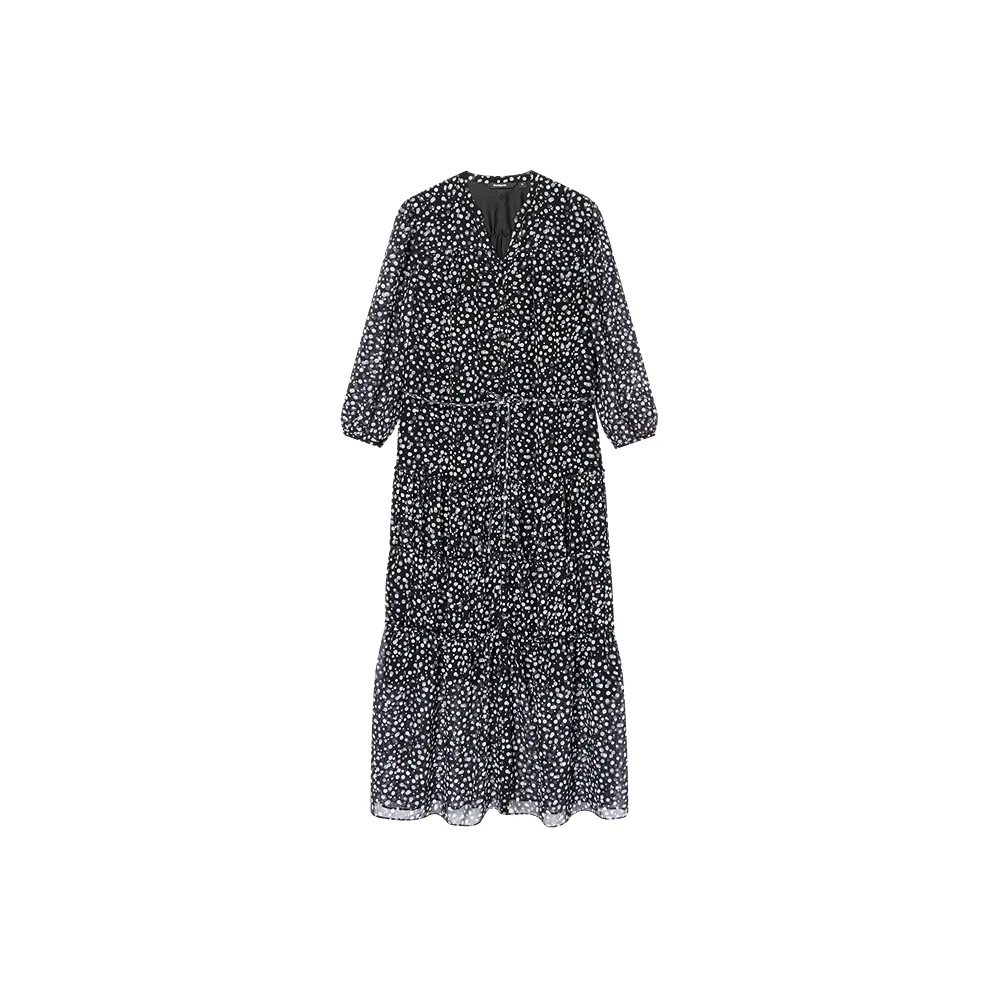 Desigual Длинное платье с длинными рукавами женское