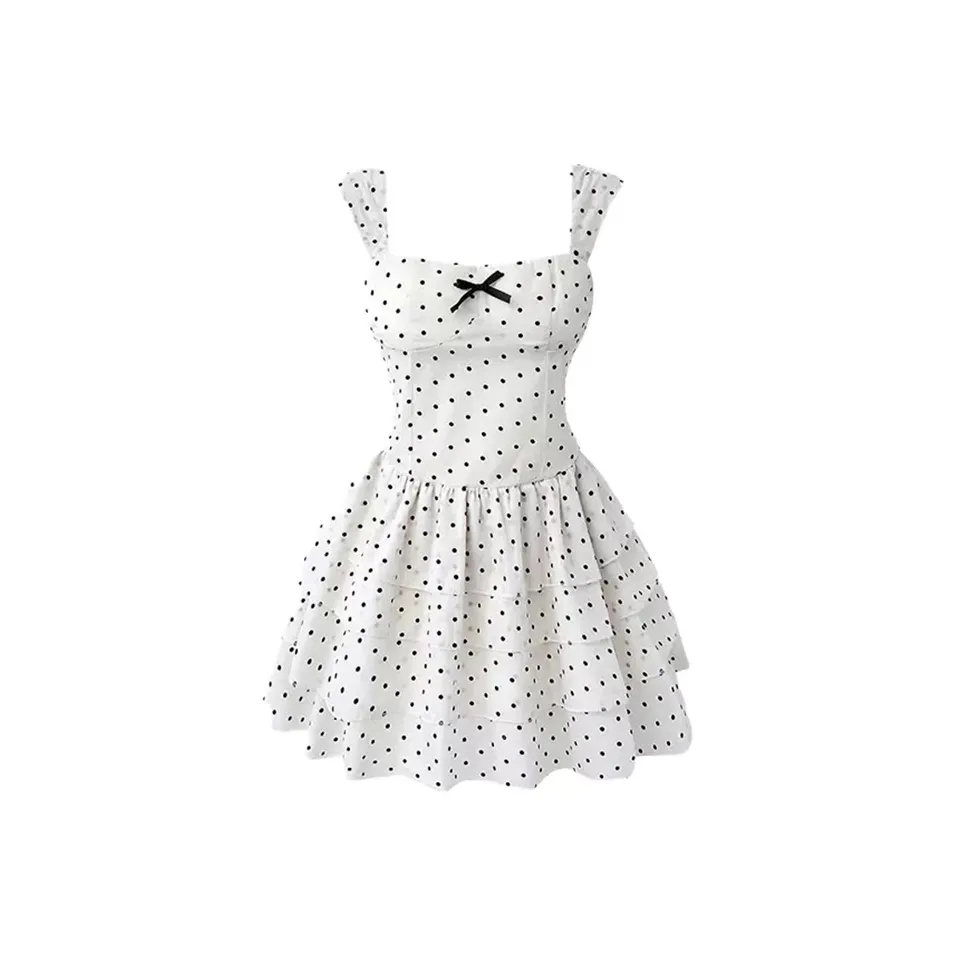 ZUKIZUKI Гороховый узор Открытое платье с открытой спиной Женское слип-платье