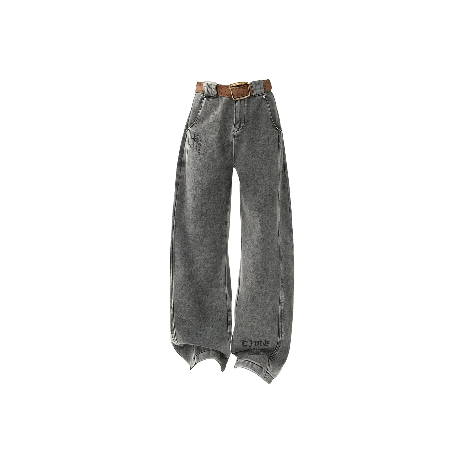 Qnxeey Изогнутый нож джинсы унисекс