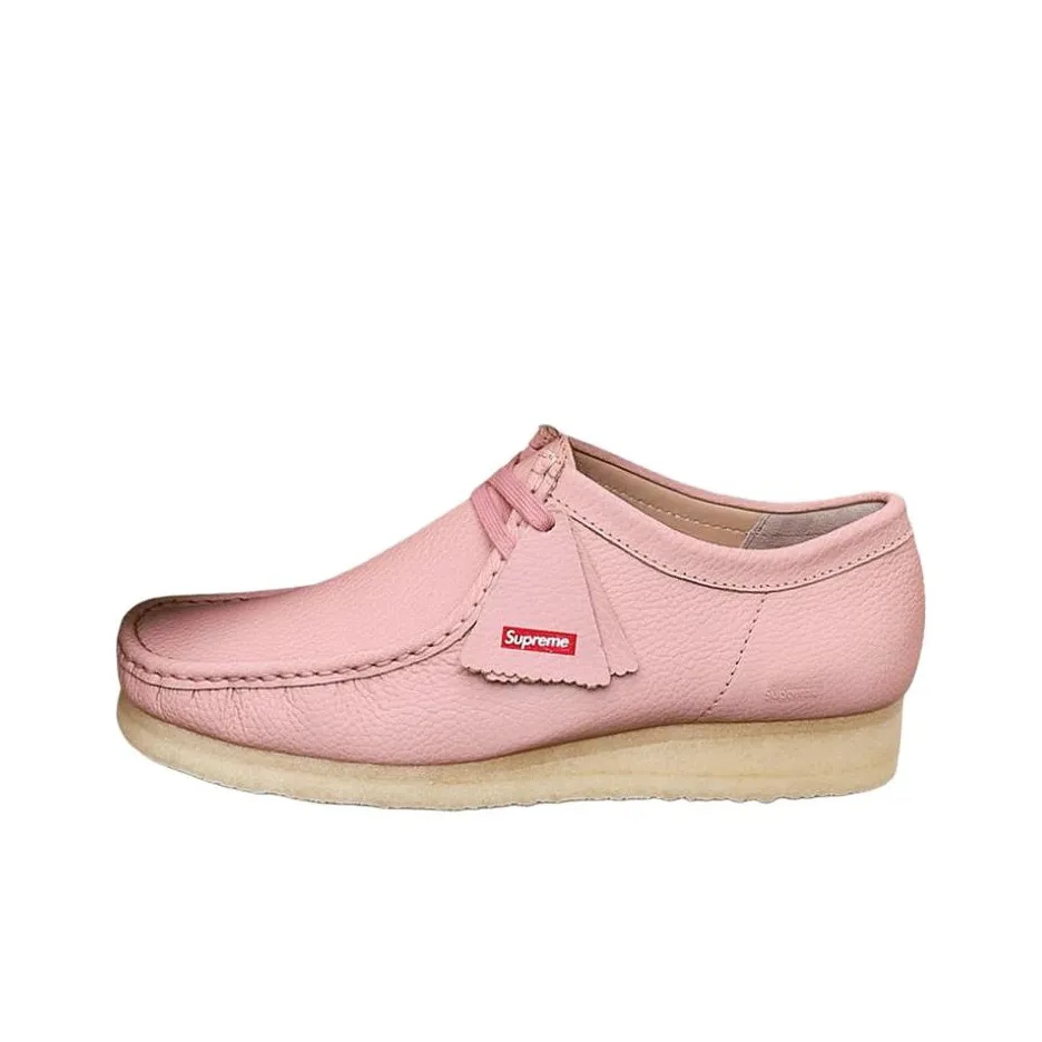 Supreme x Clarks Originals WALLABEE Низкий Топ Casual Унисекс Розовый