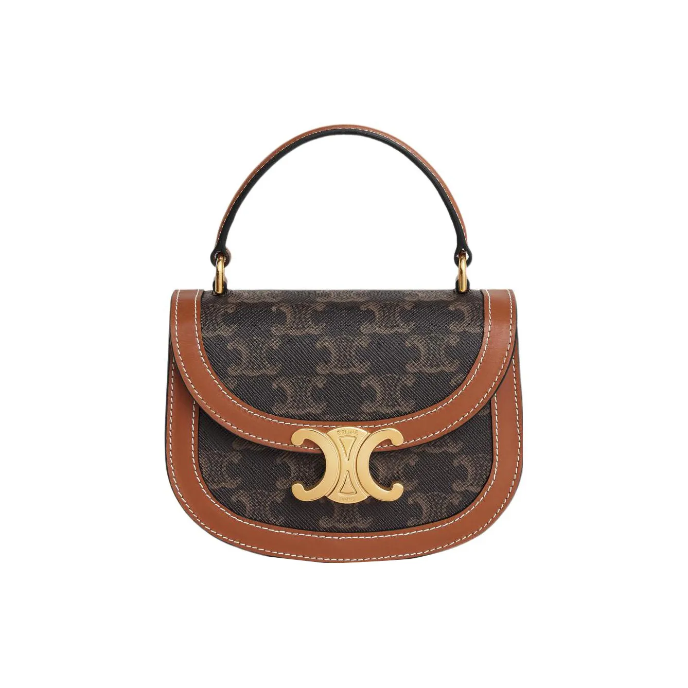 CELINE BesaceTriomphe Cow Leather Shoulder Bag, Crossbody Bag, Handbag Women's Tawny