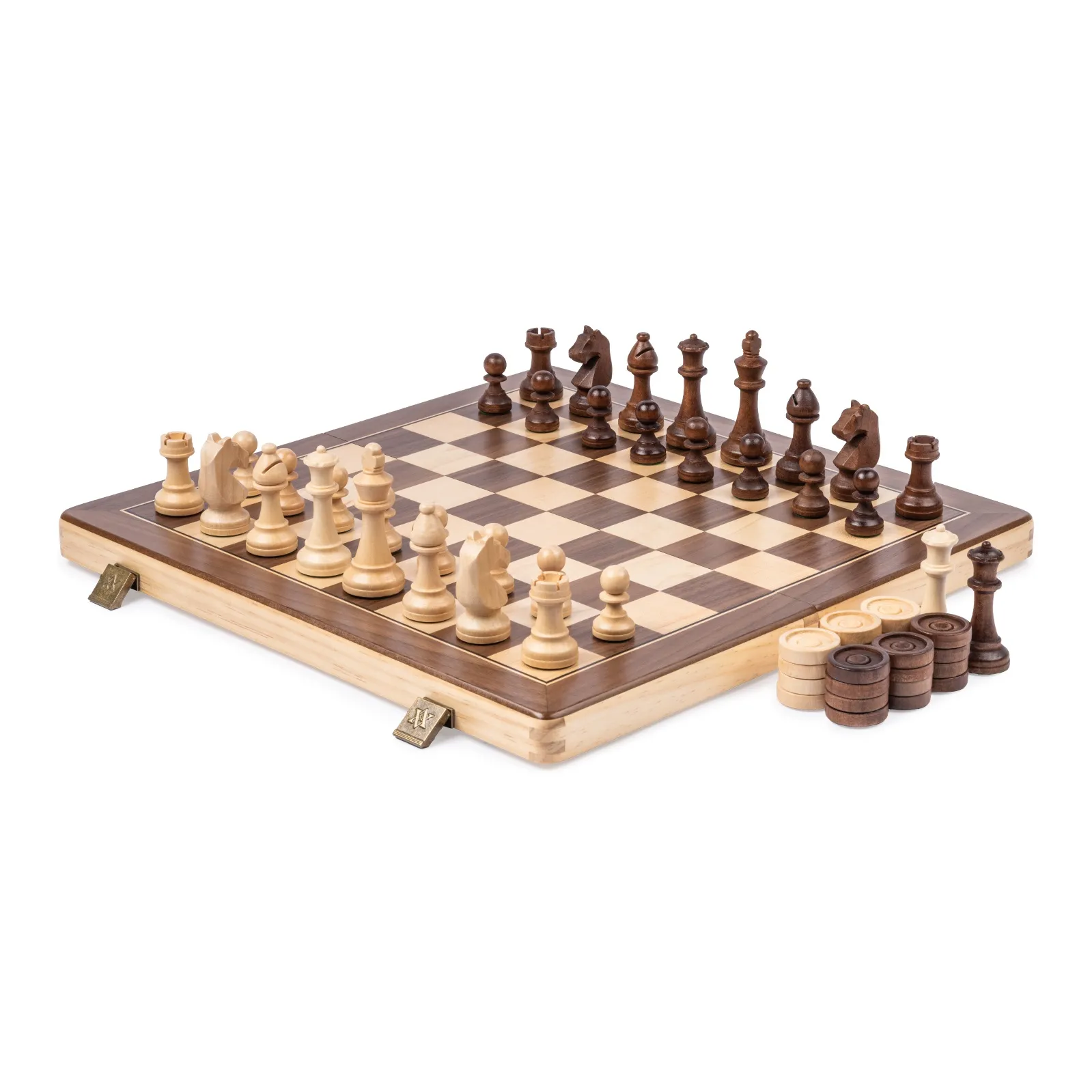 A&A LINGYU Solid Wood Chess Checkers Set With Instruction Board Games