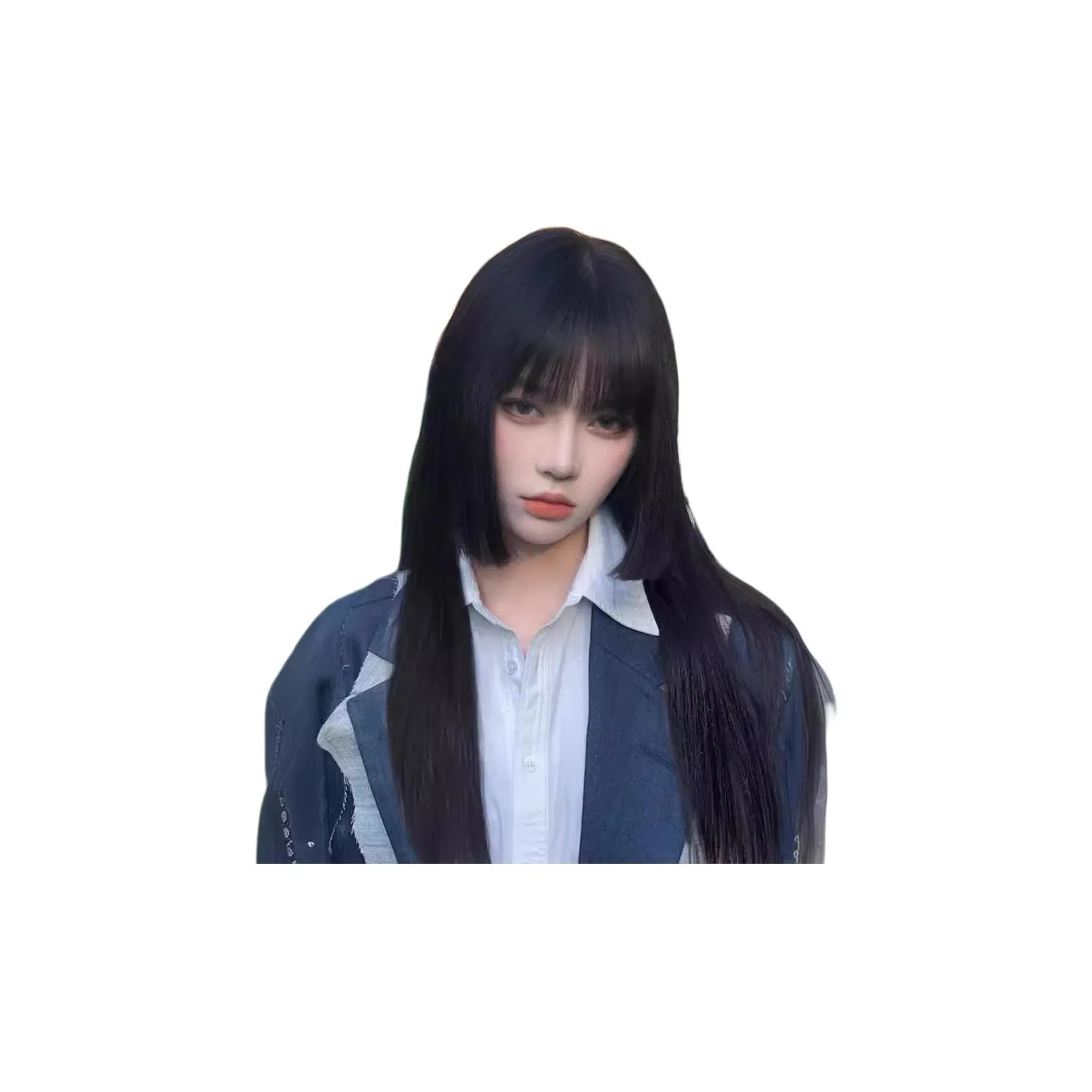 Gentle Welcome Перука Женская Длинные Волосы Мода Лето Черная Прямая Полная Перука для Головы Принцесса Медуза Перука Cut Комплект