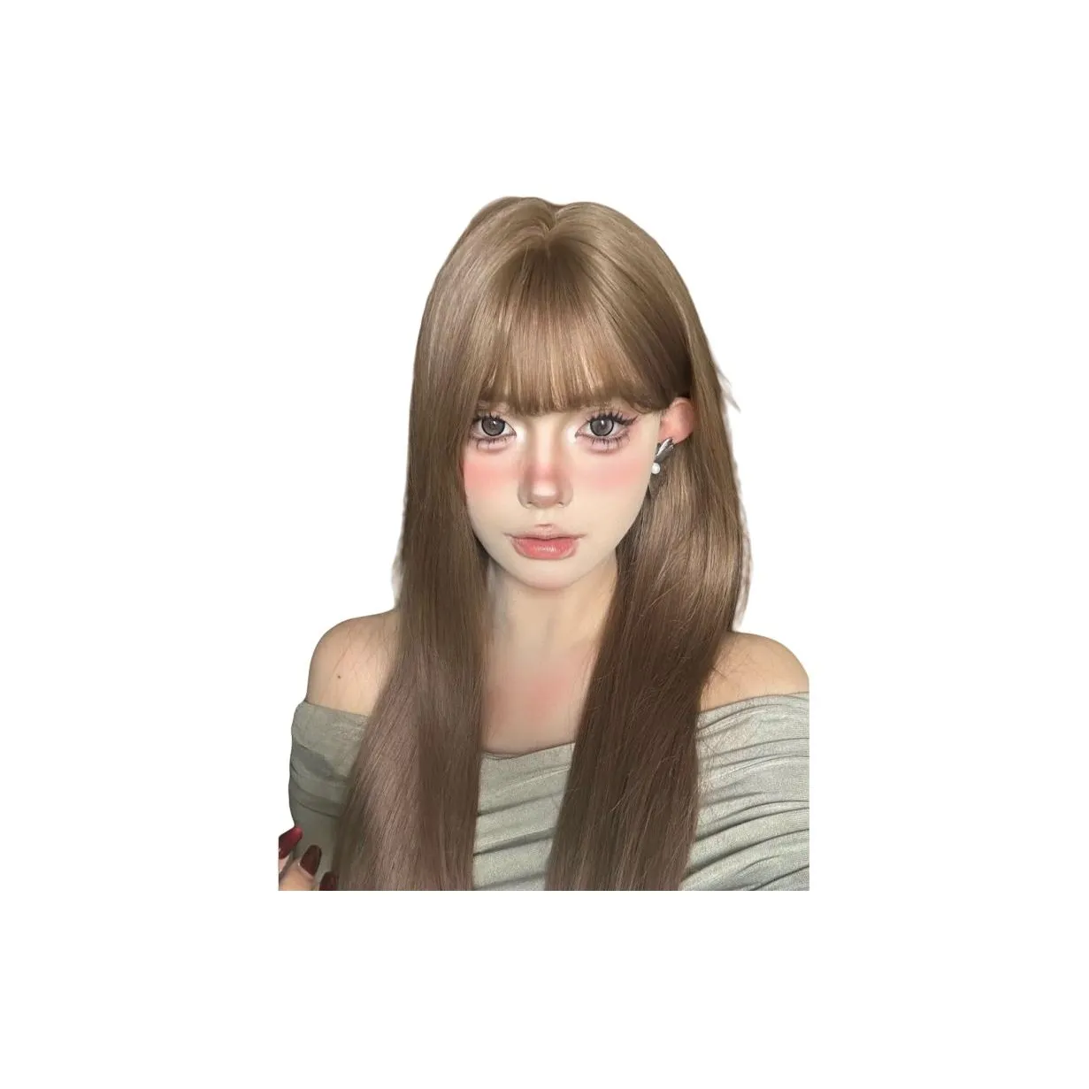 Gentle Welcome Перука Pure Skin Flattering Длинные Прямые Волосы Льняная Ткань Перука Для Женщин Full Голова Комплект