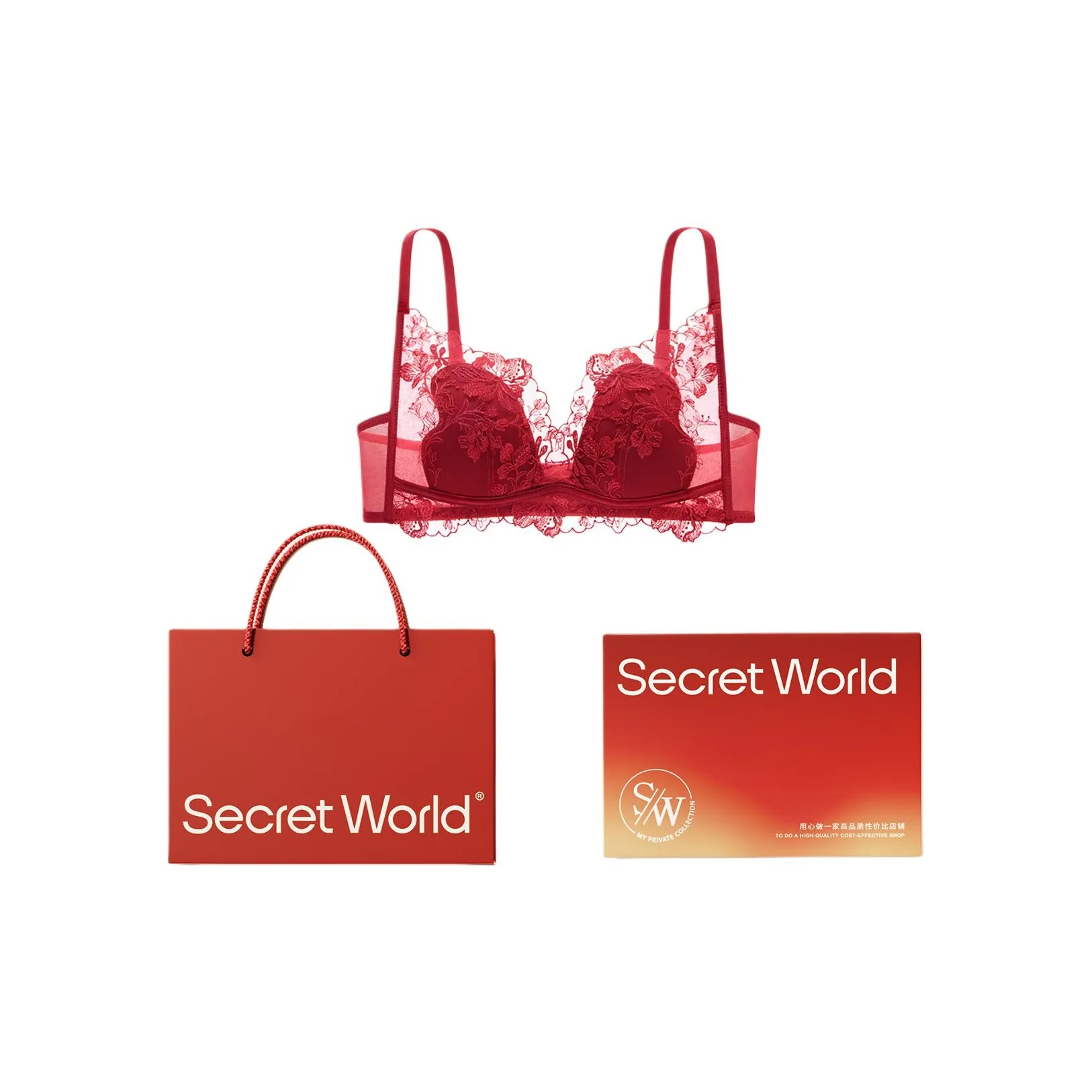 SecretWorld Комплект нижнего белья Сексуальный Сборка Украшение сборкой Укрепляет верхнюю грудь без стразов Женские