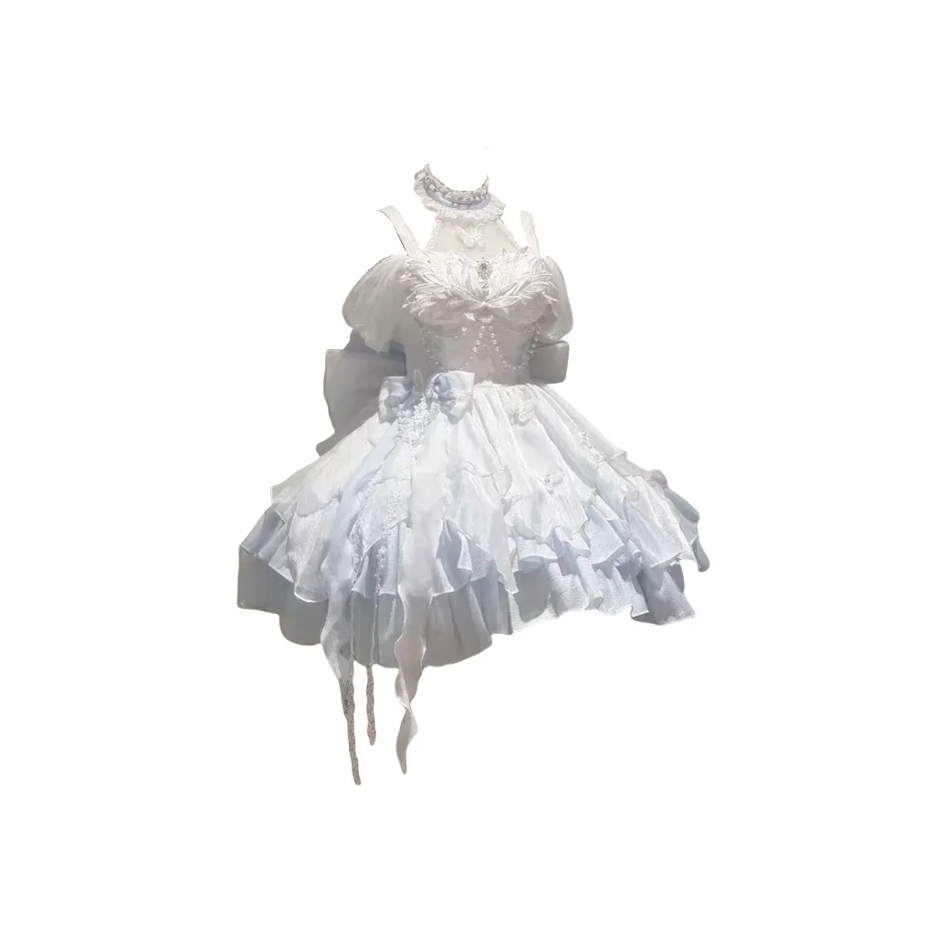 WLEQK SWAN LAKE Белое и синее платье + хвост платья, включает аксессуары, женское лолита платье