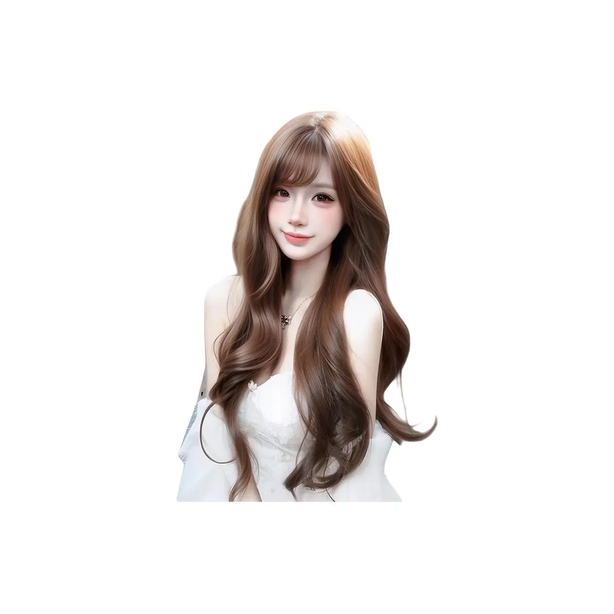 Gentle Welcome Перука Женская Длинные Волосы Natural Sweet Style Искусственные Волосы Мед Конопля Loose Большая Волна Полная Перука