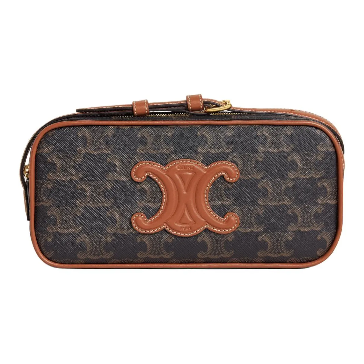 CELINE Cuir Triomphe Triumph Cow Leather Messenger Bag, Shoulder Bag, Crossbody Bag Mini Women's Tawny