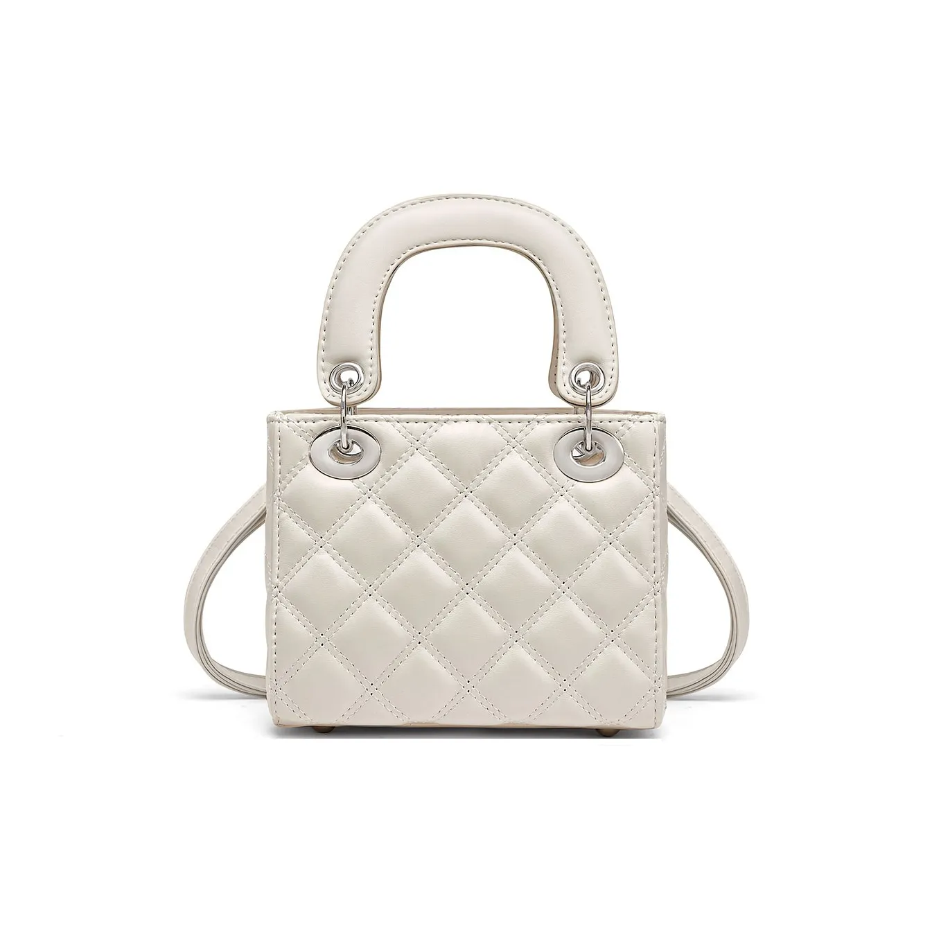 CORALDAISY Synthetic Leather Shoulder Bag, Crossbody Bag, Lady Dior Bag, Handbag Women's Monroe Black/White Sticky Rice