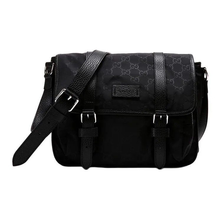 GUCCI GG GUCCIssima Logo Messenger Bag Monogram Black