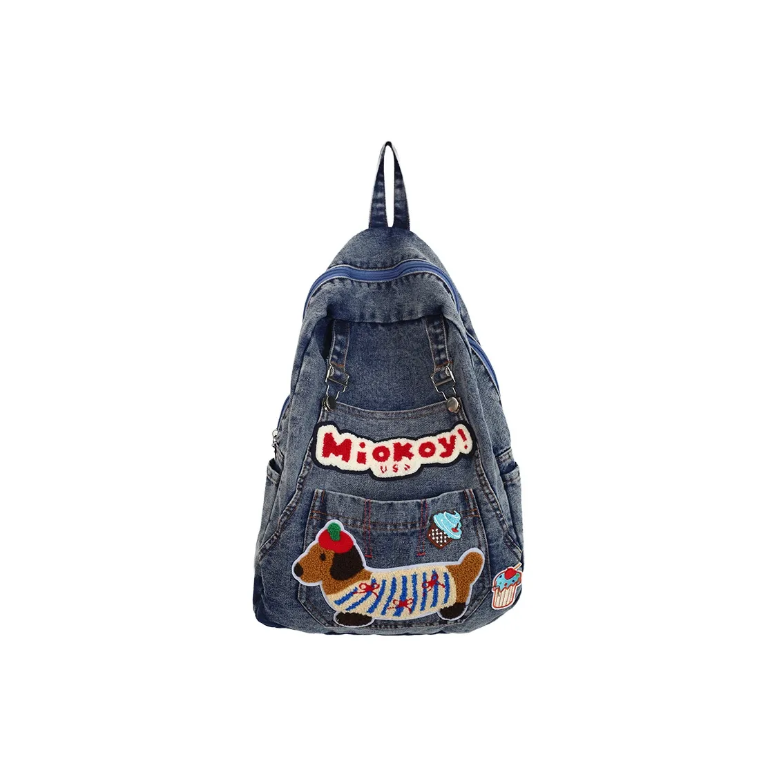 Vack Denim Backpack Unisex Dyed Photinia Blue Dyed Black Embroidered Photinia Blue Embroidered Black Vack Деним Рюкзак Унисекс Окрашенный Фотиния Синий Окрашенный Черный Вышитый Фотиния Синий Вышитый Черный