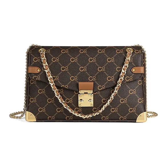 COOGI Коровья кожа Сумка на плечо Женская Кофейного цвета