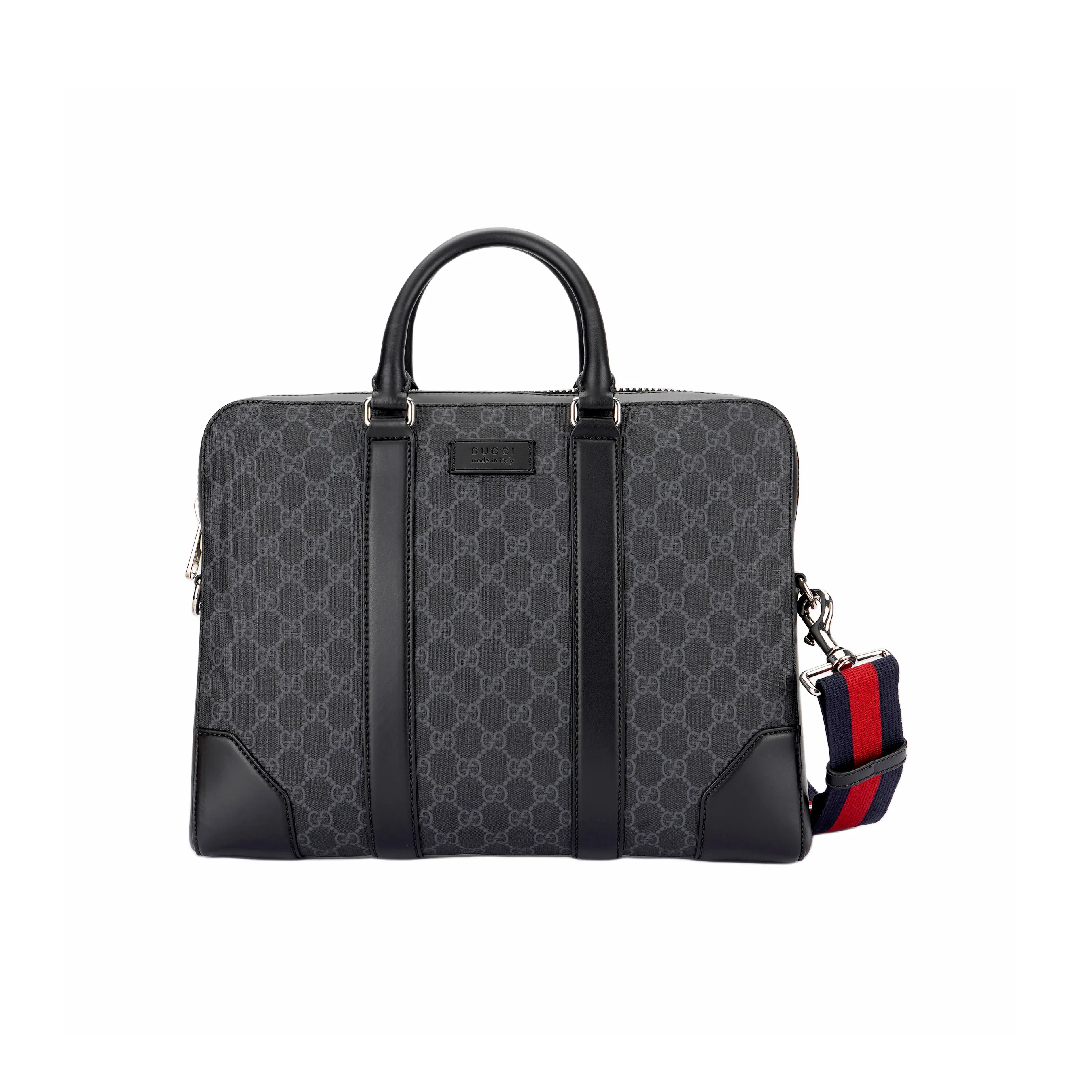 GUCCI Canvas With Leather Briefcase Shoulder Bag Crossbody Bag Handbag Men's Black