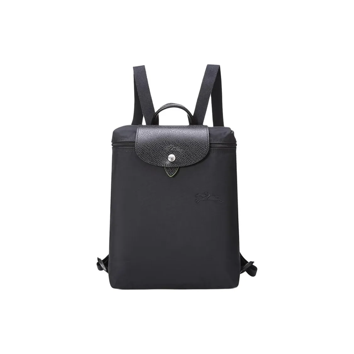 LONGCHAMP Le Pliage Green Recycled Canvas With Leather Trim Backpack Regular Women's Black