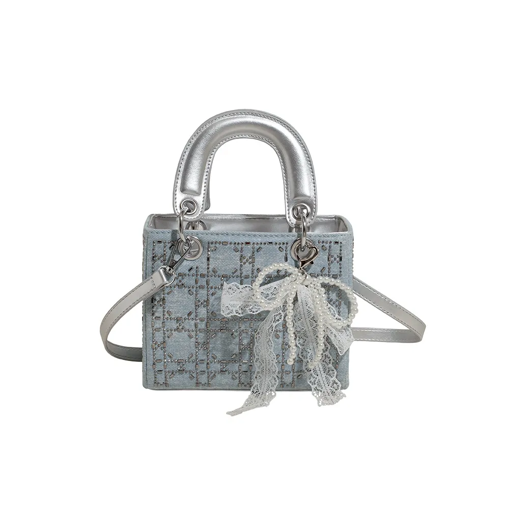 CAREELL ПУ (полиуретан) Деним Панель Сумка Lady Dior Плечевая Сумка Унисекс Многоцветная