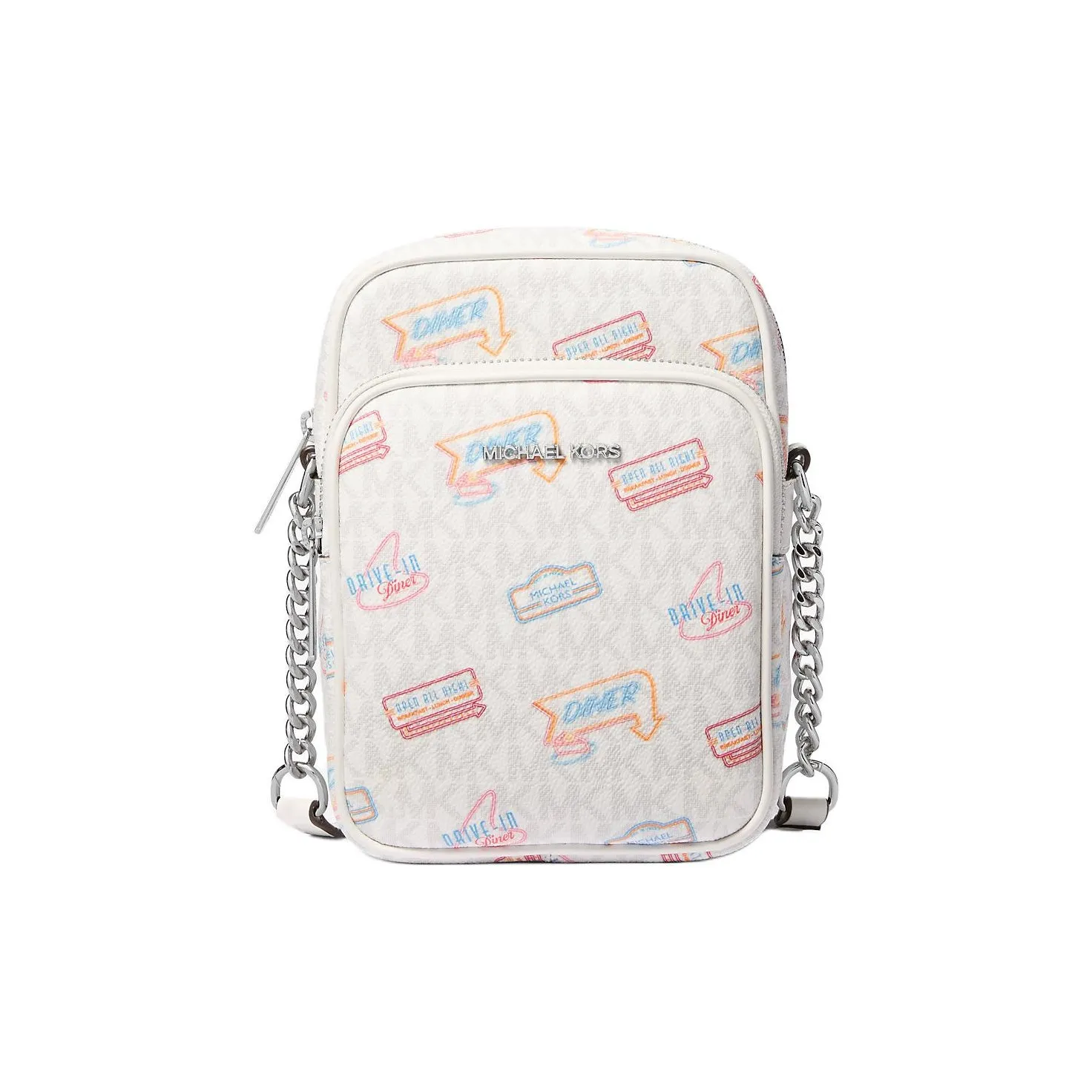 MICHAEL KORS Jet Set Покрытый холст Сумка через плечо Средняя Женская Белая
