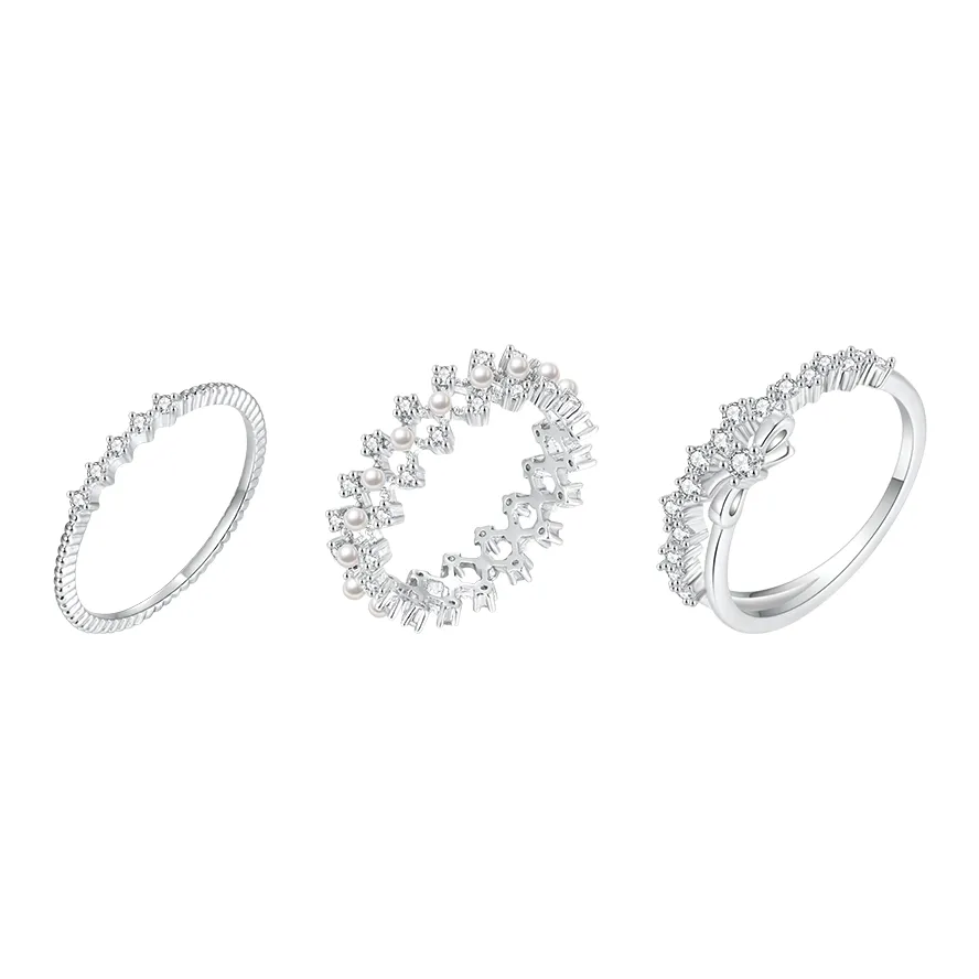 ZEGL Медные Кольца с Покрытием из Белого Золотого Женские