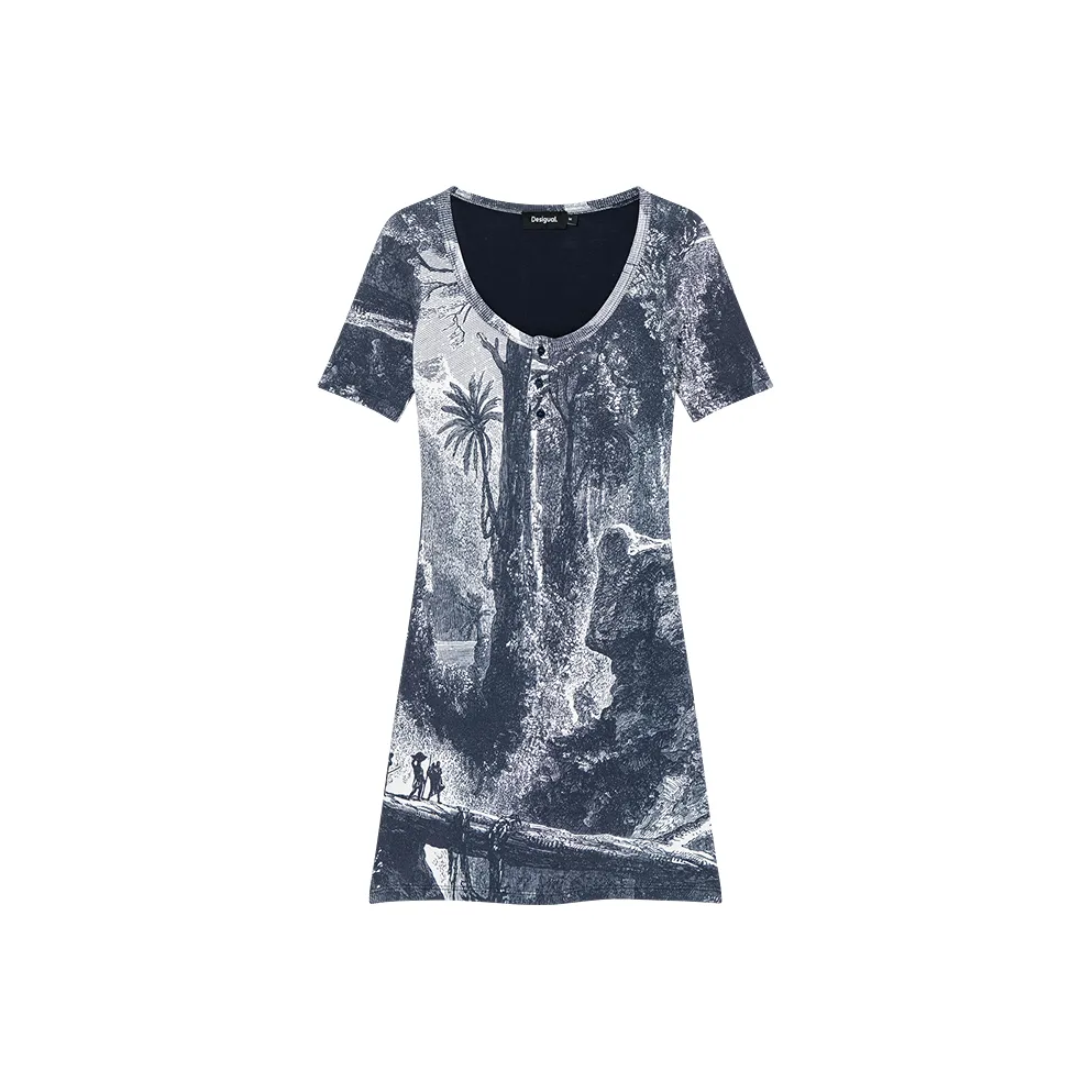 Desigual Короткое Платье с Короткими Рукавами Женское