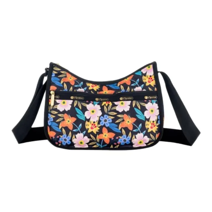 LeSportsac Ткань Saddle Сумка через плечо Сумка среднего размера Женская Черная и Многоцветная