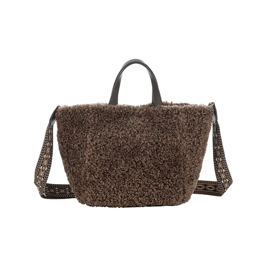 LeSportsac Ткань Сумка Тоут Большая Женская Hot Шоколад Коричневый Овчина Белый