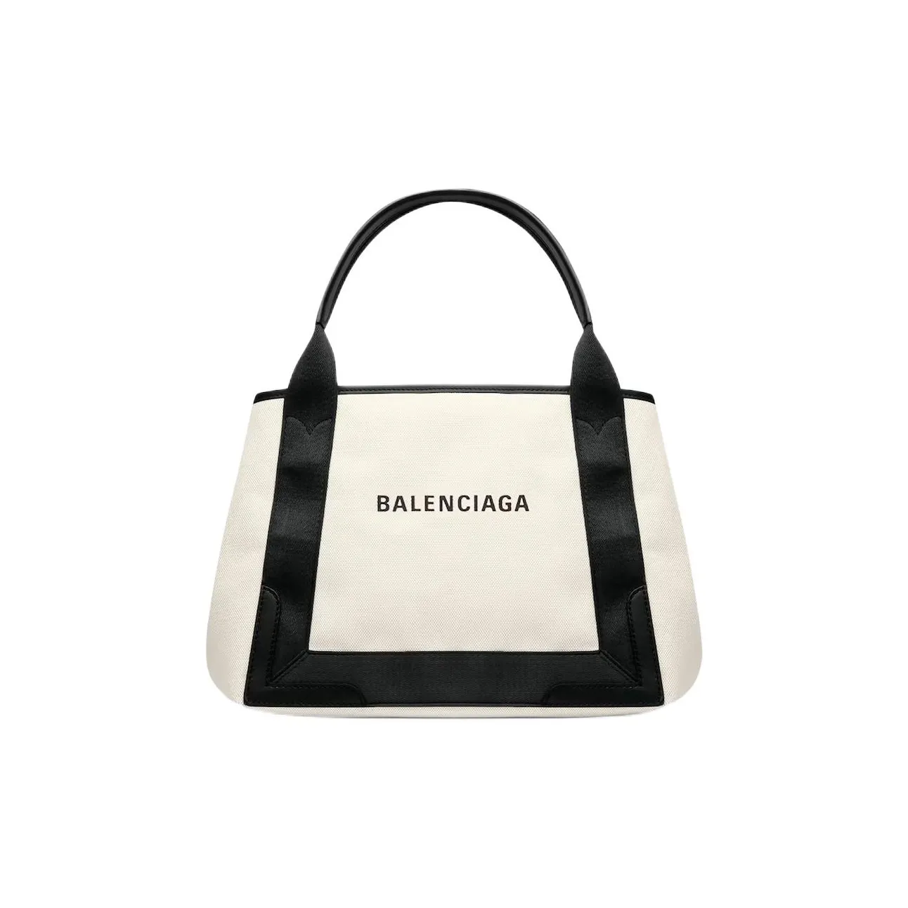 Balenciaga Cotton Canvas With Calfskin Tote Bag, Shopping Bag, Canvas Bag, Handbag Trumpets Women's White & Black