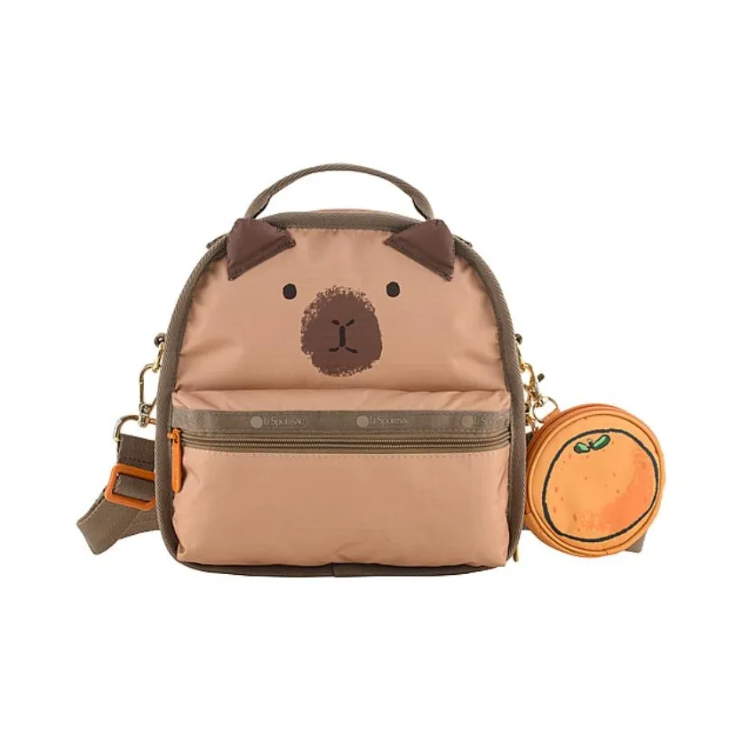 LeSportsac Ткань Сумка через плечо Рюкзак Сумка на плечо Средняя Женская Коричневая