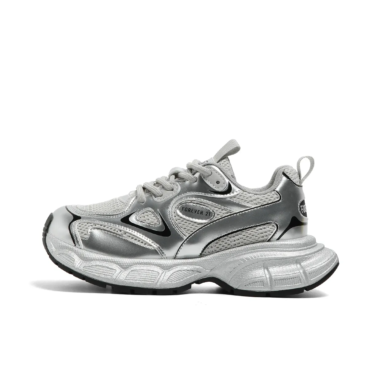 FOREVER 21 Амортизация визуально увеличивает рост устойчивый к истиранию низ топ низ топ кроссовки женские серебряный